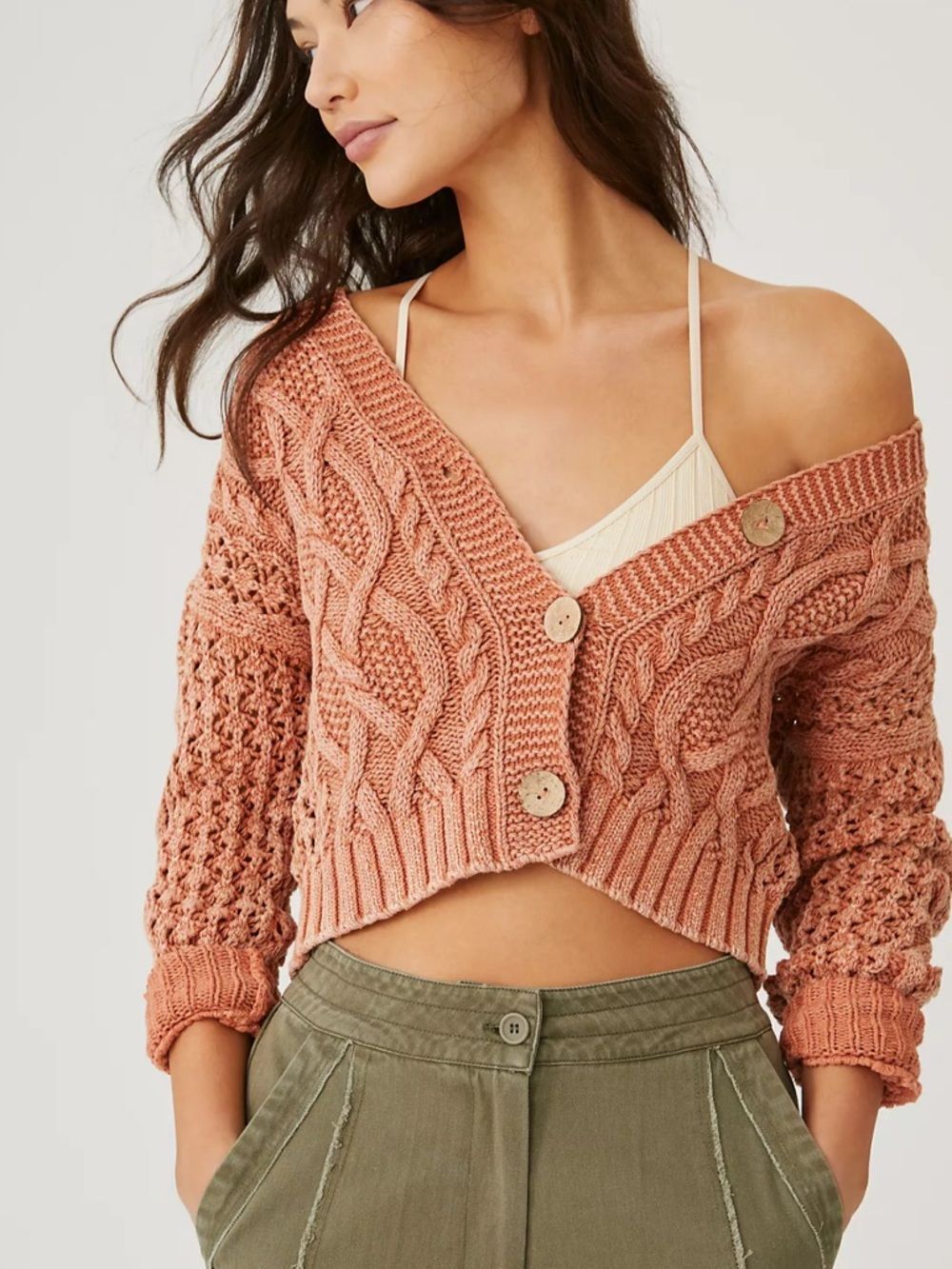 Pilcro Cable-Knit Cardigan Sweater